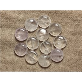 2pc - Perles Pierre Améthyste Lavande Palets 16mm blanc mauve transparent - 4558550012494