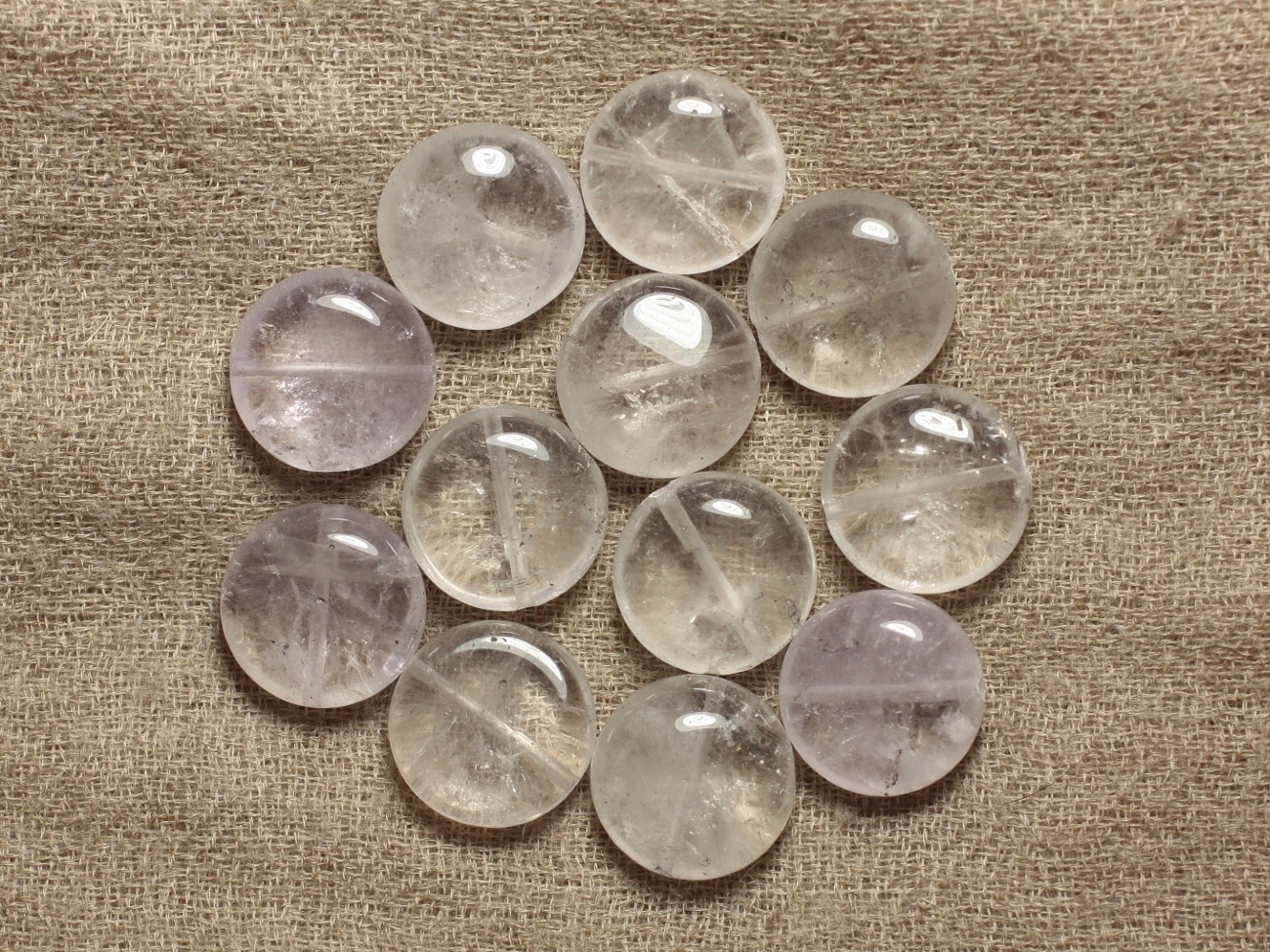2pc - Perles de Pierre - Améthyste Lavande Palets 16mm  4558550012494