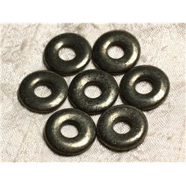 1pc - Perle Pendentif Pierre Pyrite Rond Cercle Anneau Donut Pi 20mm métal or doré - 7427039741255