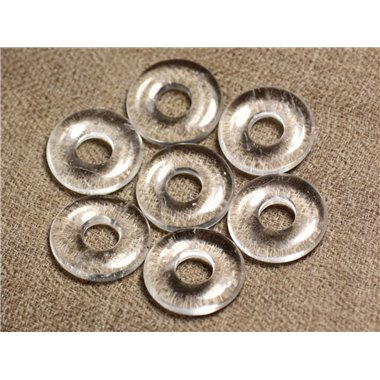 1pc - Pendentif Pierre semi précieuse - Cristal de Roche Quartz Donut 20mm   4558550012616