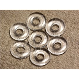 1pc - Pendente in pietra semipreziosa - Ciambella al quarzo con cristallo di rocca 20mm 4558550012616