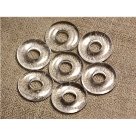 1pc - Semi Precious Stone Pendant - Rock Crystal Quartz Donut 20mm 4558550012616