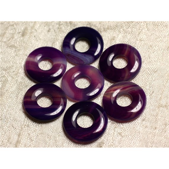 1pc - Pendentif Pierre semi précieuse - Agate Violette Donut 20mm   4558550012623