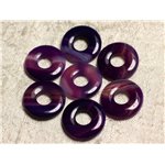 1pc - Pendentif Pierre semi précieuse - Agate Violette Donut 20mm   4558550012623