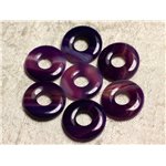 1pc - Pendentif Pierre semi précieuse - Agate Violette Donut 20mm   4558550012623