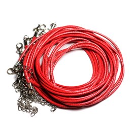 10pc - Collares de algodón encerado de 2 mm Rojo - 4558550012746 