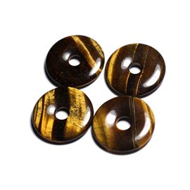 1pc - Perle Pendentif Pierre - Rond Cercle Anneau Donut Pi 30mm - Oeil tigre noir marron doré bronze - 4558550012760