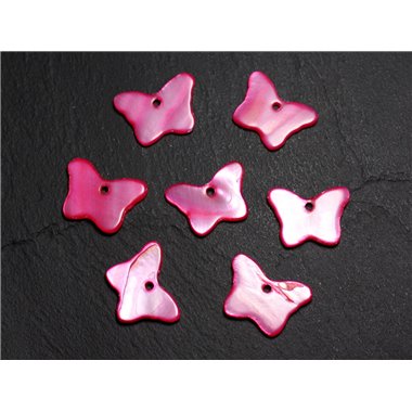 10pc - Perles Breloques Pendentifs Nacre Papillons 20mm Rouge Rose  4558550012807