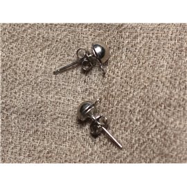 10pc - Pendientes de botón Baño de plata Rodio 16 x 5 mm 4558550012814