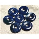1pc - Pendentif Pierre semi précieuse - Agate Bleue Donut 30mm   4558550012869