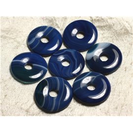 1pc - Pendente in pietra semipreziosa - Ciambella in agata blu 30mm 4558550012869