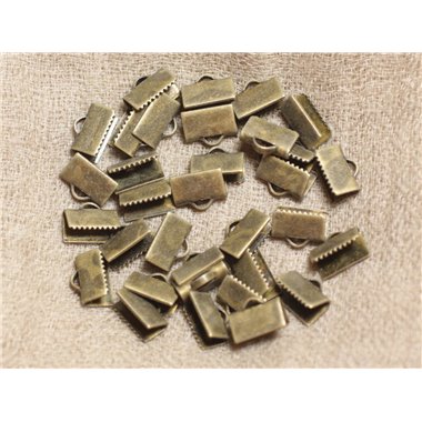 20pc - Embouts Tissus Cuir Métal Bronze sans nickel 10x5mm   4558550012883