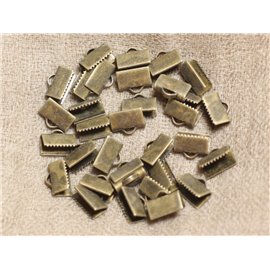 20pc - Ends Tissues Pelle Metallo Bronzo nickel free 10x5mm 4558550012883