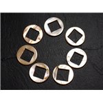 2pc - Perles Composants Connecteurs Nacre Cercles et Losanges 19mm Ecru  4558550012890