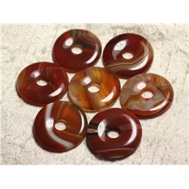 1pc - Colgante de piedra semipreciosa - Ágata roja Rosquilla naranja 30 mm 4558550013019