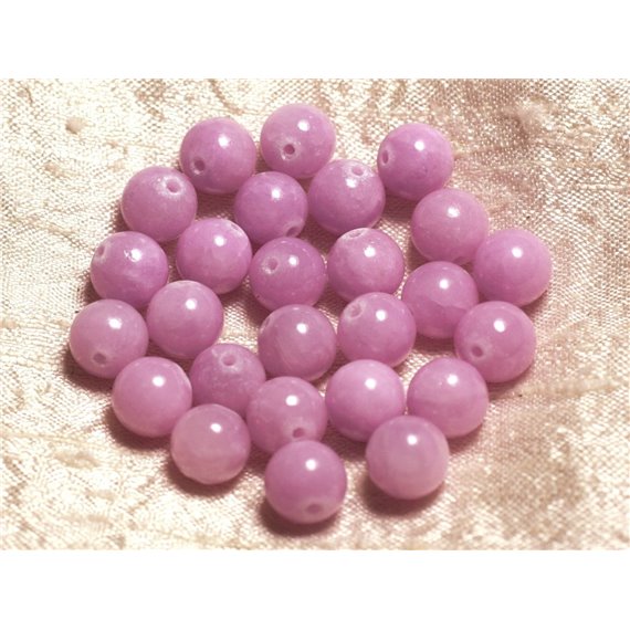 10pc - Perles de Pierre - Jade Boules 10mm Rose Mauve  4558550005700 