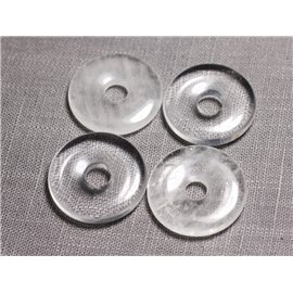 Semi Precious Stone Pendant - Rock Crystal Quartz Donut Pi 30mm - 4558550013040 