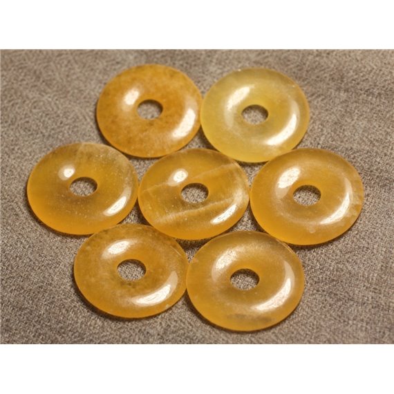 1pc - Pendentif Pierre semi précieuse - Calcite Jaune Donut 30mm   4558550013064