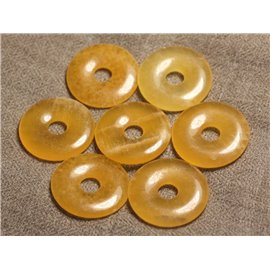1pc - Semi Precious Stone Pendant - Yellow Calcite Donut 30mm 4558550013064