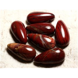 1pc - Colgante de piedra semipreciosa - Gota de amapola de jaspe rojo 40 mm 4558550013156 