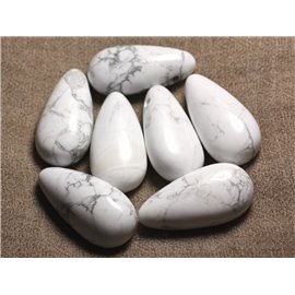 1pc - Colgante de piedra semipreciosa - Howlite Drop 40mm 4558550013170