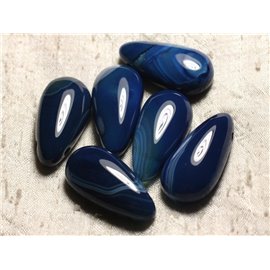 1pc - Semi-precious stone pendant - Blue Agate Drop 40mm 4558550013279