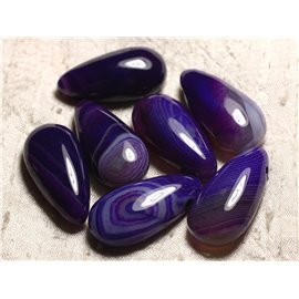 1pc - Semi Precious Stone Pendant - Purple Agate Drop 40mm 4558550013286
