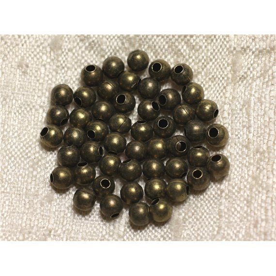 50pc - Perles Métal Bronze Qualité Boules 4mm   4558550013316