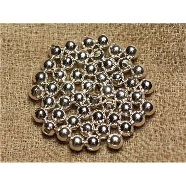 50pc - Perles Métal Argenté Qualité Boules 4mm   4558550013323