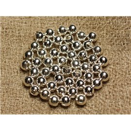 50 piezas - Bola de cuentas de metal plateado Calidad 4 mm 4558550013323