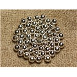 50pc - Perles Métal Argenté Qualité Boules 4mm   4558550013323