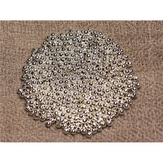 500pc environ - Perles Métal Argenté Qualité Boules 2mm   4558550013330 