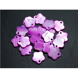 10pc - Dijes de perlas Colgantes Flores de nácar 15 mm Púrpura Rosa 4558550013361