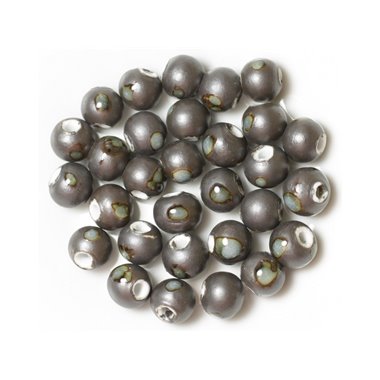 10pc - Perles Céramique Porcelaine Boules 10mm Gris Métallisé   4558550013392