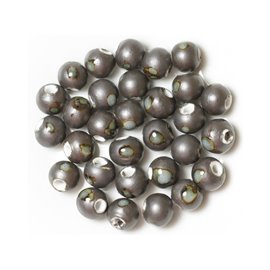 10pc - Porcelain Ceramic Beads Balls 10mm Metallic Gray 4558550013392