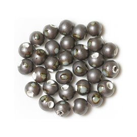 10 Stück - Porzellan-Keramikperlenkugeln 10 mm Metallic-Grau 4558550013392