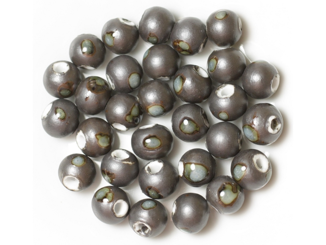 10pc - Perles Céramique Porcelaine Boules 10mm Gris Métallisé   4558550013392