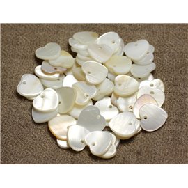 10Stk - Perlen Charms Anhänger Perlmutt Herzen 12mm Weiß - 4558550013439