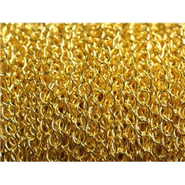 2 Meter - Ohrenkette Metall Gedrehte ovale Glieder 5x4mm Gelbgoldgold - 7427039735698