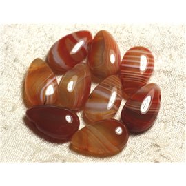 1pc - Semi Precious Stone Pendant - Red Orange Agate Drop 25mm 4558550013569