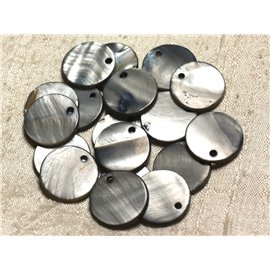 10pc - Colgantes de perlas redondas Nácar 20 mm Gris Negro 4558550013590