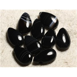 1pc - Pendente in pietra semipreziosa - Goccia di agata nera 25 mm 4558550013620