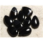 1pc - Pendentif Pierre semi précieuse - Agate Goutte 25x15mm Noir Blanc - 4558550013620