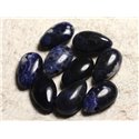 1pc - Pendentif Pierre semi précieuse - Sodalite Goutte 25x15mm Bleu Noir Blanc - 4558550013644