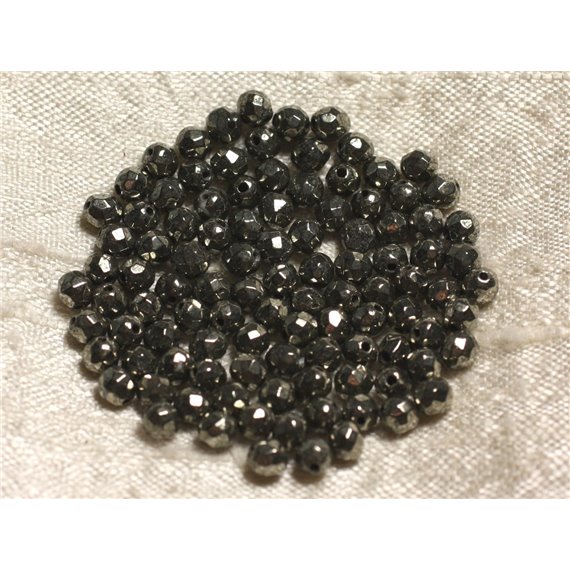 10pc - Perles de Pierre - Pyrite Dorée Boules Facettées 4mm   4558550013712