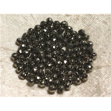 10pc - Perles de Pierre - Pyrite Dorée Boules Facettées 4mm   4558550013712