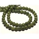 20pc - Perles de Pierre - Jade Boules 6mm Vert kaki clair -  4558550013798 