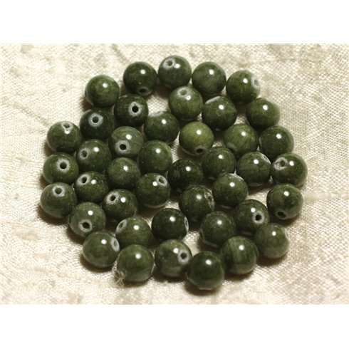 10pc - Perles de Pierre - Jade Vert Kaki clair 8mm   4558550013866 