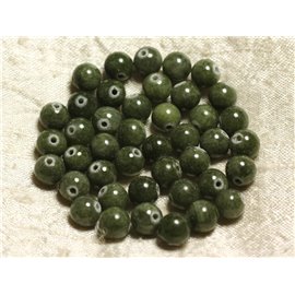 10Stk - Steinperlen - Jadekugeln 8mm Khaki Grün - 4558550013866