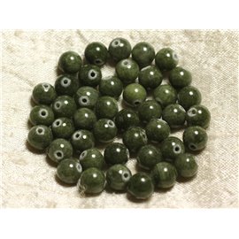 10pc - Perline di pietra - Verde giada Khaki chiaro 8mm 4558550013866 